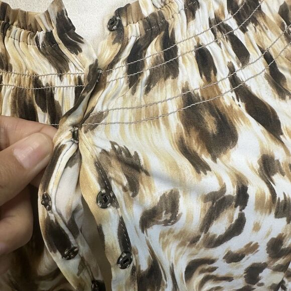 Chico's Leopard Print Peasant Boho Prairie Sheer 3/4 Top Blouse Size 0 (S) - Picture 9 of 11